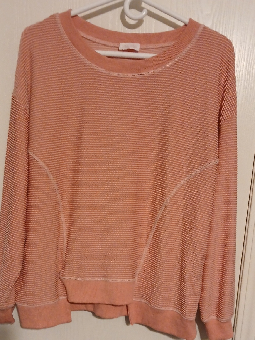 Pink Lily Peach Ribbed Knit Top